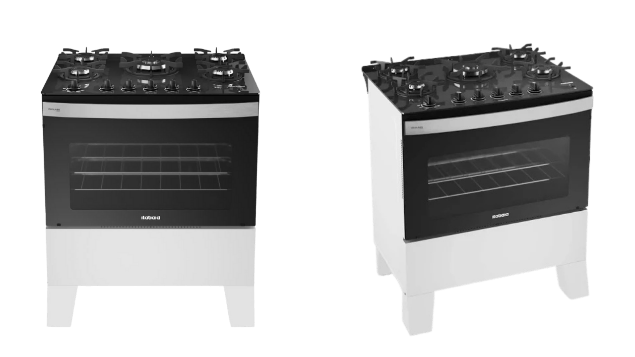 comprar fogão Itatiaia 5 bocas Electra Glass Plus branco bivolt