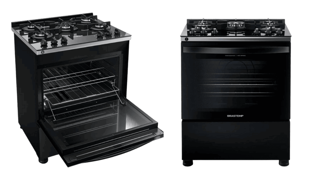 comprar fogão Brastemp 5 bocas mesa de vidro BFS5VCE