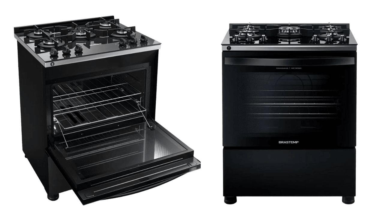 comprar fogão Brastemp 5 bocas mesa de vidro BFS5VCE