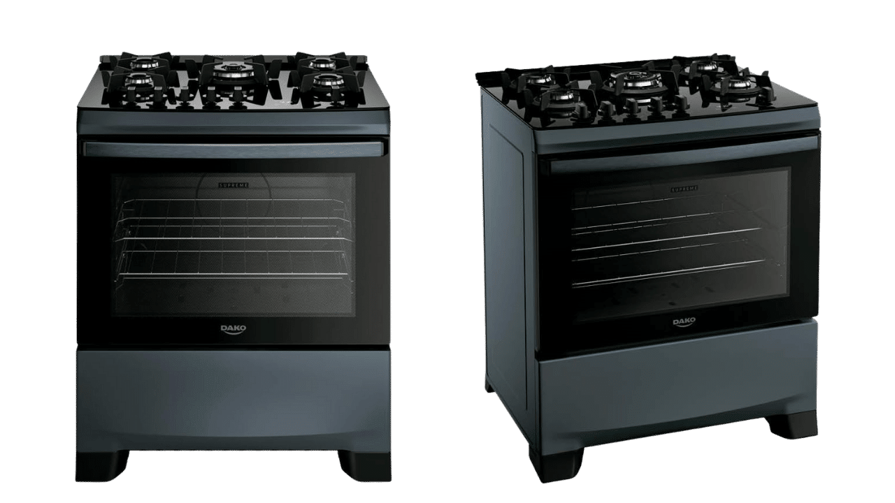 fogão 5 bocas Supreme Timer Glass Titanium