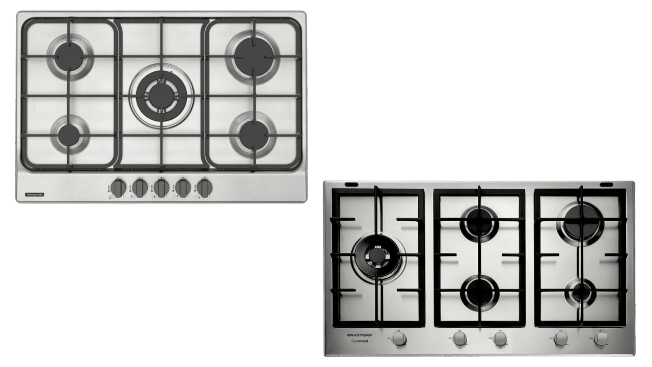 Tramontina Cooktop 75cm 5GX Gás Penta FF Tri Inox ou Brastemp Gourmand BDK90DRBNA